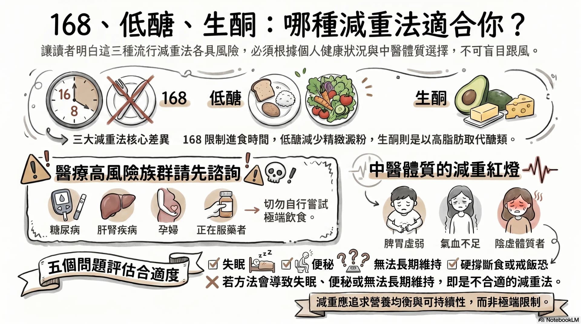 168 斷食、低醣、生酮有何不同?中醫如何判斷哪些人要小心