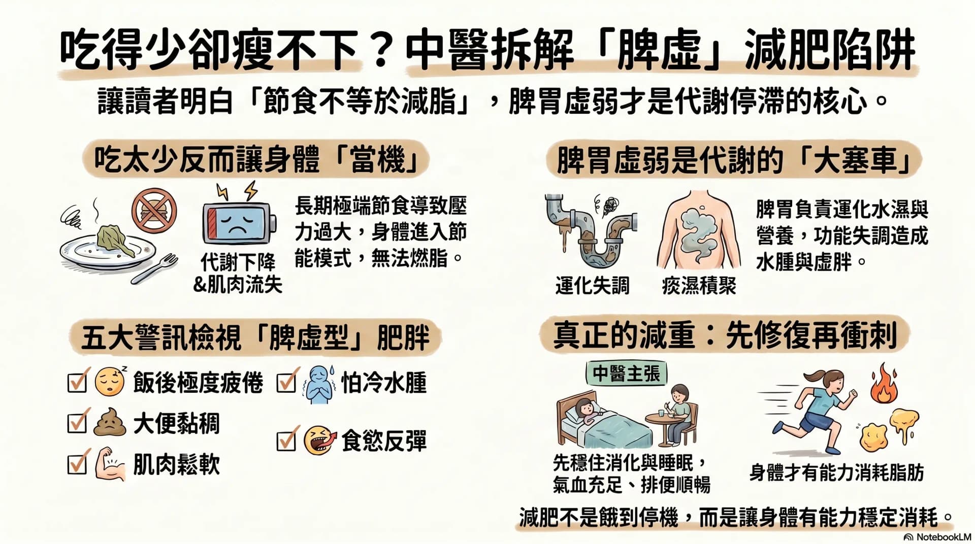 明明吃得少都瘦不到?中醫拆解脾胃虛弱、代謝慢與減肥平台期