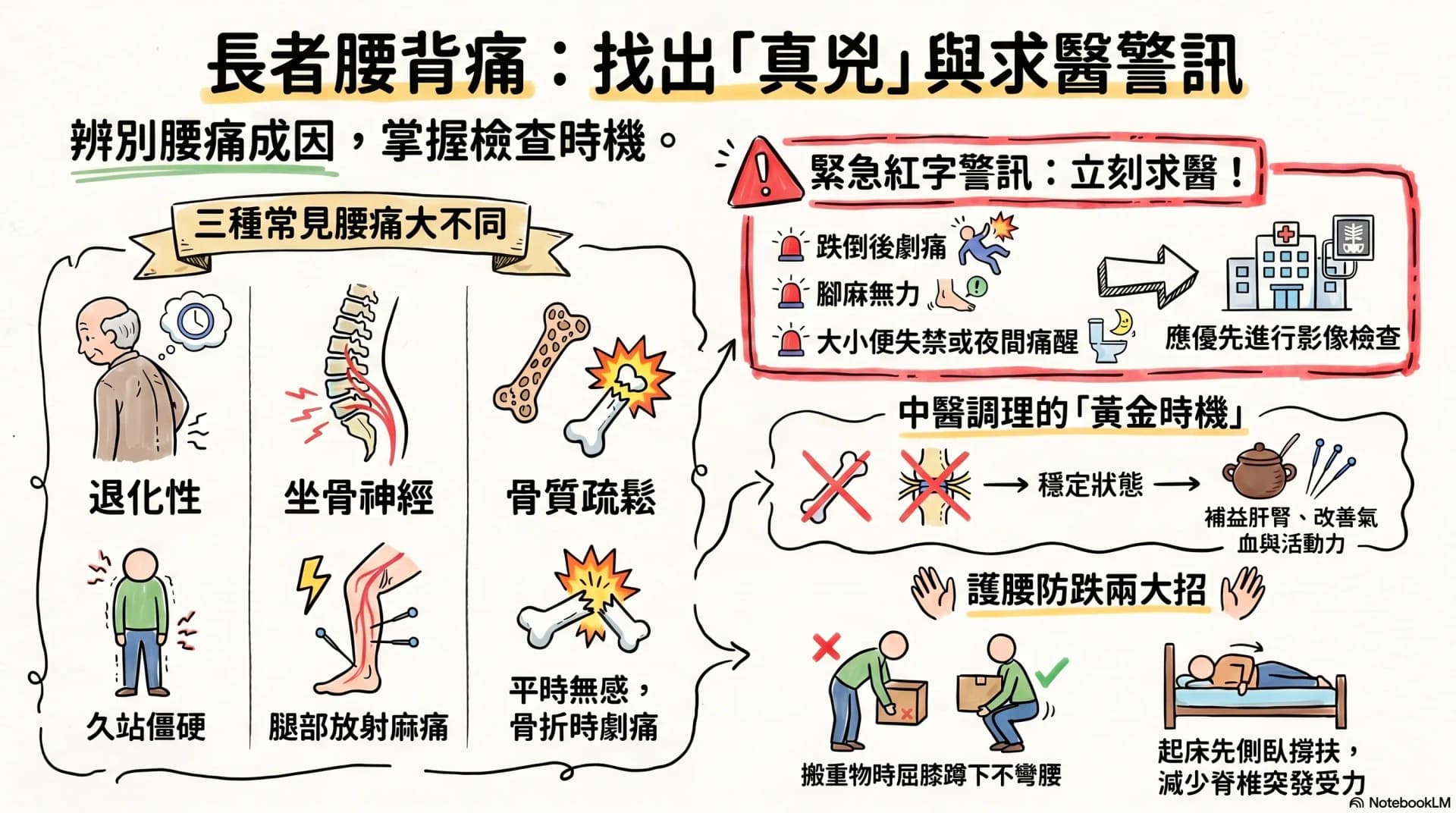 長者腰背痛是骨質疏鬆、腰椎退化還是坐骨神經痛?常見成因與檢查時機