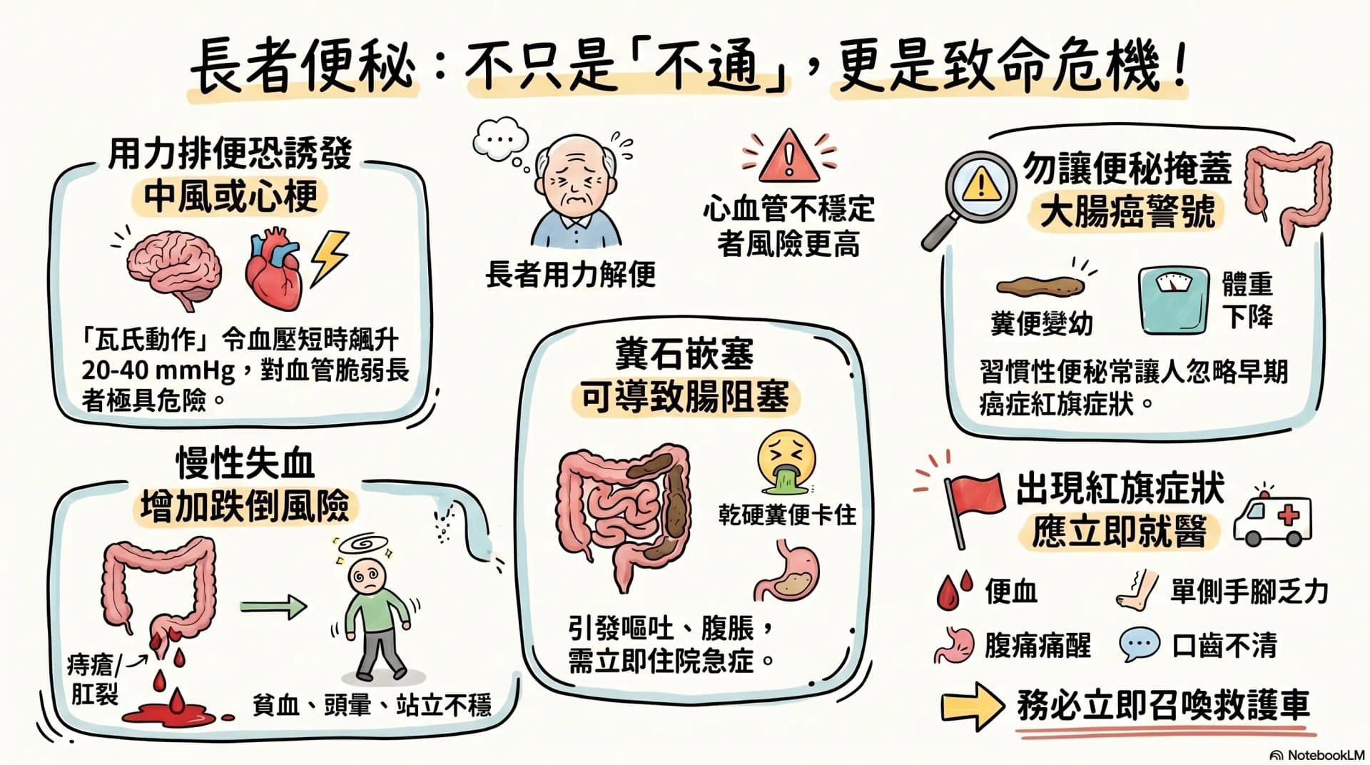 長者用力大便會中風?中醫拆解長期便秘 4 大潛在危機