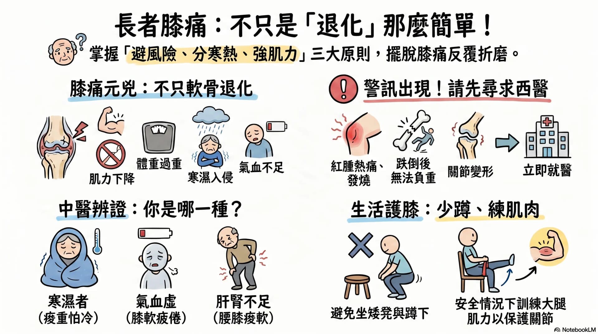 長者膝痛反覆發作=膝蓋退化?中醫教你分辨膝痛原因