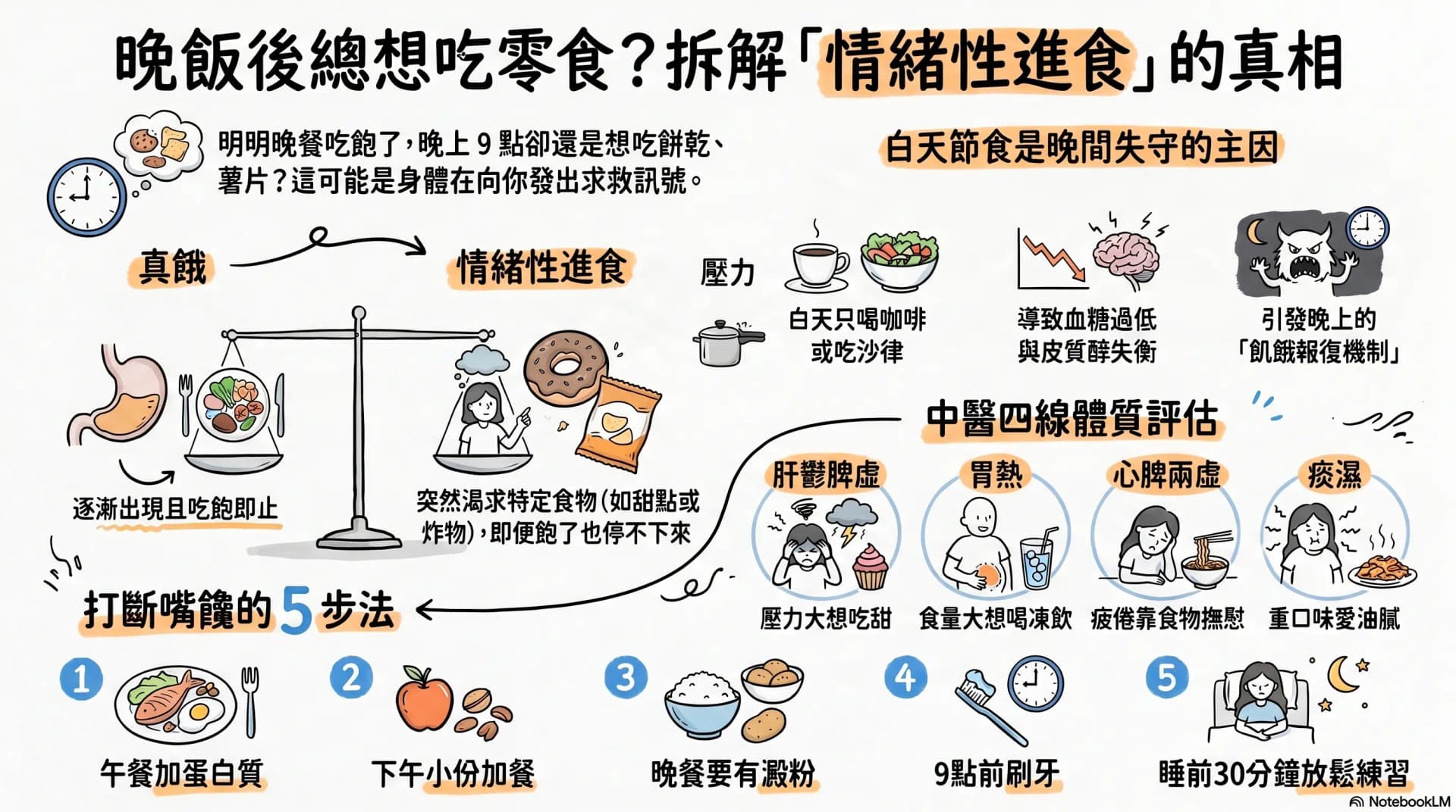 晚飯後又想食零食停不下來?中醫個案拆解情緒性進食與夜間嘴饞