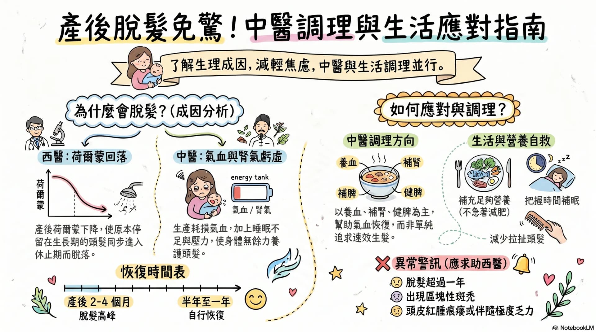 產後脫髮正常嗎?中醫拆解成因、恢復時間與調理方向