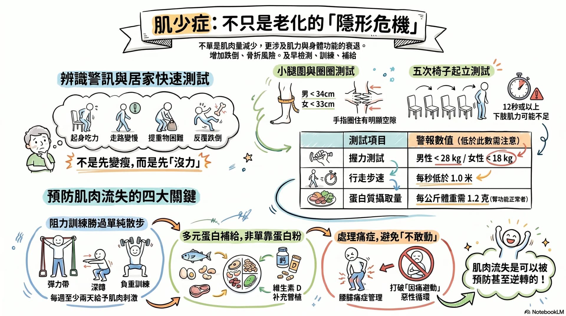 手腳無力、握力變差不只是老化?中醫拆解肌少症與肌肉量下降的 6 大警號、測試及預防