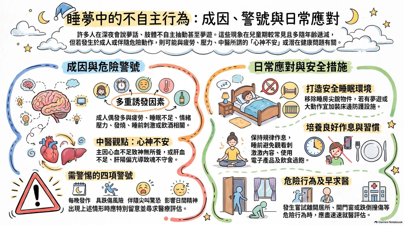 Sleep Talking, Limb Movements and Sleepwalking: What's Behind Them?