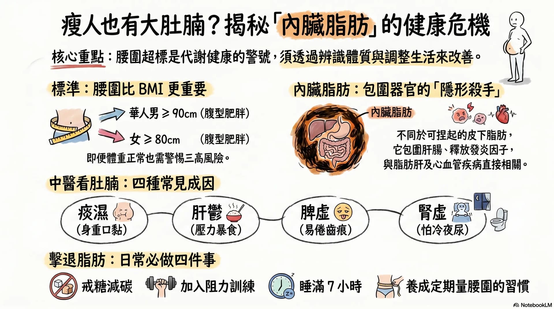 為甚麼瘦的人都有肚腩?中醫角度看內臟脂肪的成因與危險
